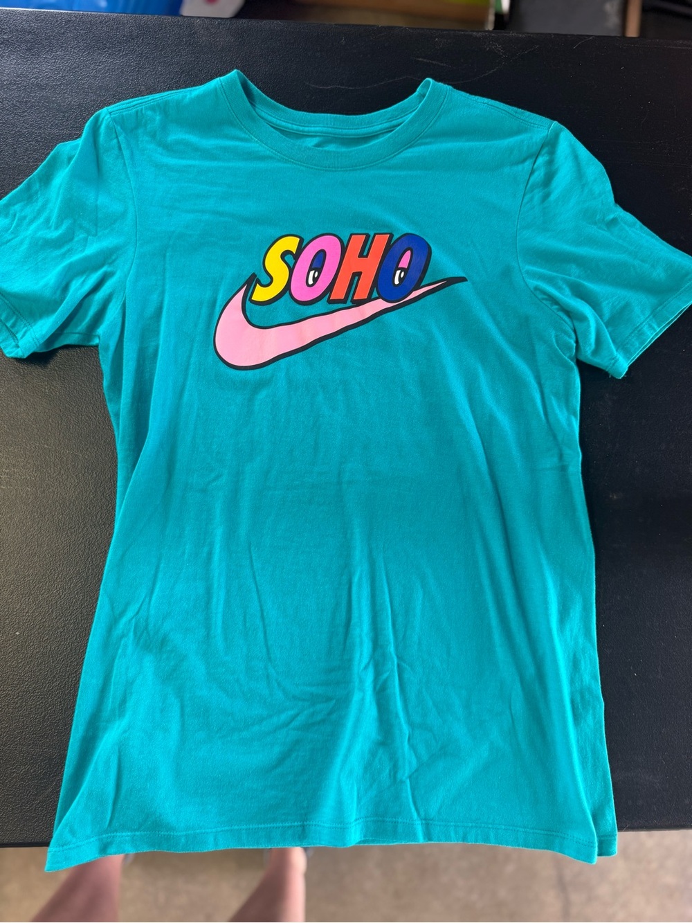 Nike Teal SOHO Graphic Tee with Multicolor Logo